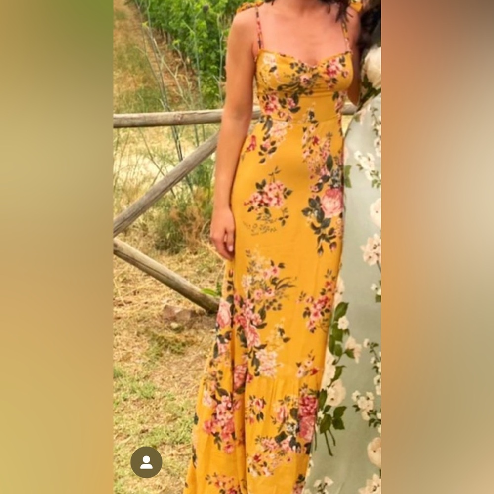 Reformation Jaden Dress Yellow Floral Maxi Dress Size 4